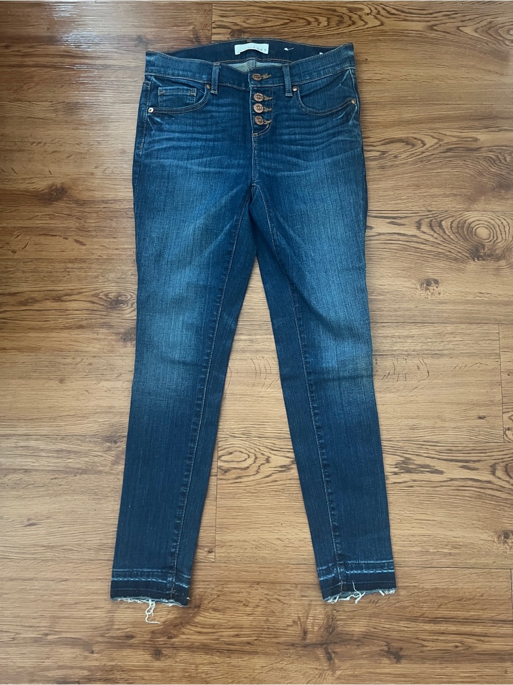 NWOT LOFT High-Rise Dark Indigo Skinny Jeans with Button Fly Size 25
